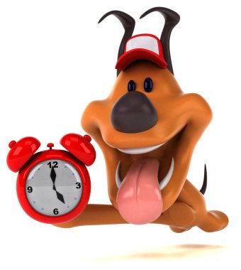Saati olan eğlenceli bir köpek - 3D Görüntü