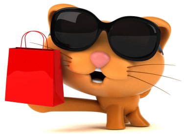 Çantalı eğlenceli kedi - 3D Görüntü
