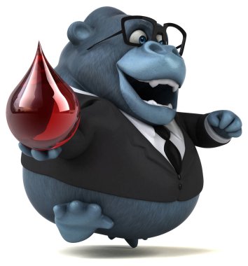 Damla ile eğlenceli goril - 3d İllüstrasyon