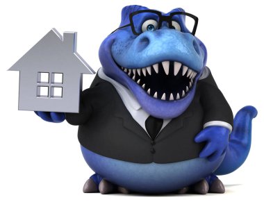 Eğlenceli Trex ile ev - 3d çizim