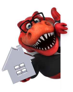 Eğlenceli Trex ile ev - 3d çizim