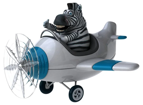 Uçakta Eğlenceli Zebra Llüstrasyon — Stok fotoğraf