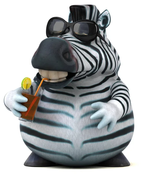 Rolig Zebra Med Dryck Illustration — Stockfoto