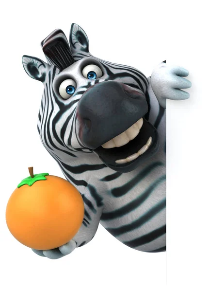 Leuke Zebra Met Oranje Illustratie — Stockfoto