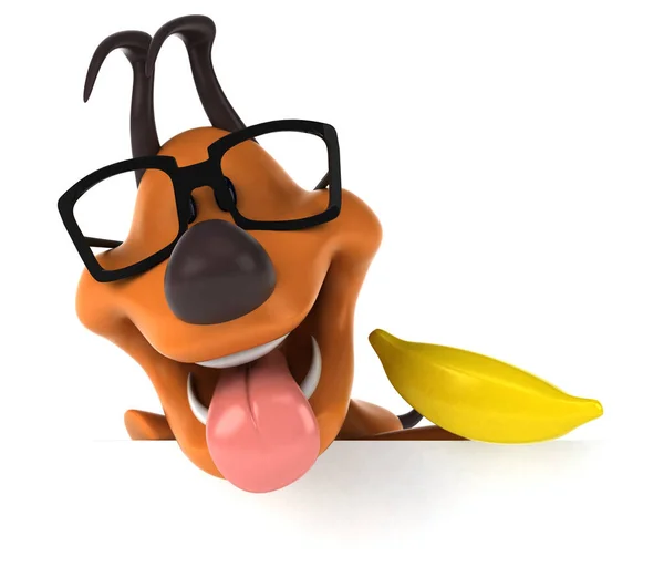バナナの楽しい犬 3Dイラスト — ストック写真