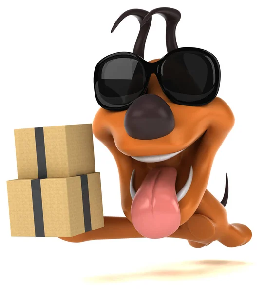 Веселая Собака Коробками Иллюстрация — стоковое фото