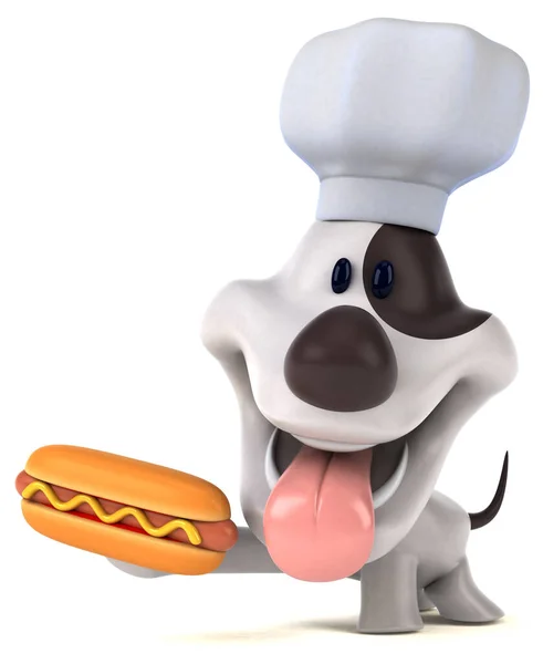Leuke Hond Met Hotdog Illustratie — Stockfoto