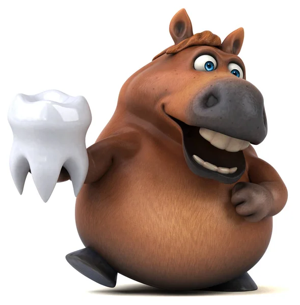 Cavalo Divertido Com Dente Ilustração — Fotografia de Stock