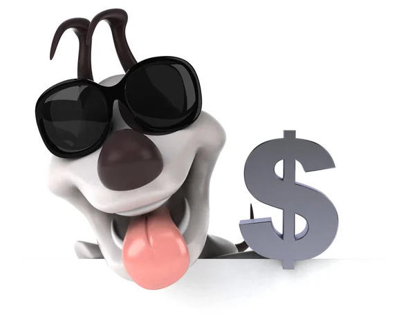 Rolig Hund Med Dollar Illustration — Stockfoto