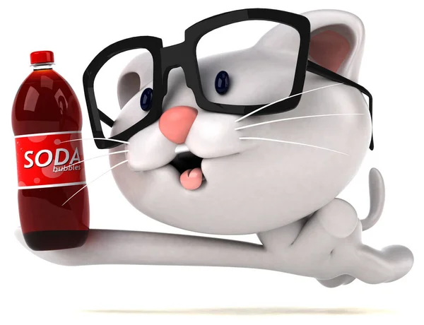 ソーダで猫を楽しむ 3Dイラスト — ストック写真