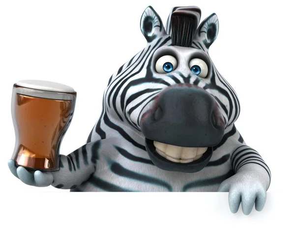 Zabawna Zebra Piwem Ilustracja — Zdjęcie stockowe