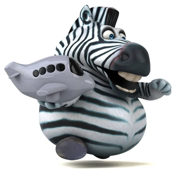 Zabawa Zebra Samolotem Ilustracja — Zdjęcie stockowe