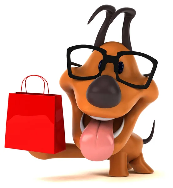 Zabawny Pies Torbą Ilustracja — Zdjęcie stockowe