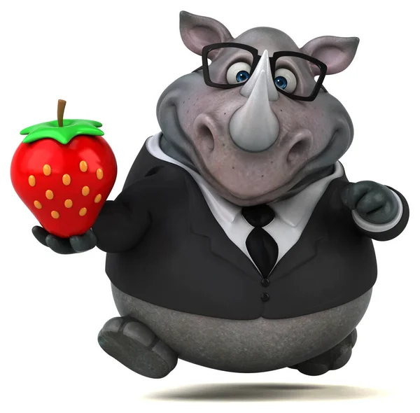 Fun Rhinoceros Strawberry Illustration — Stock Photo, Image