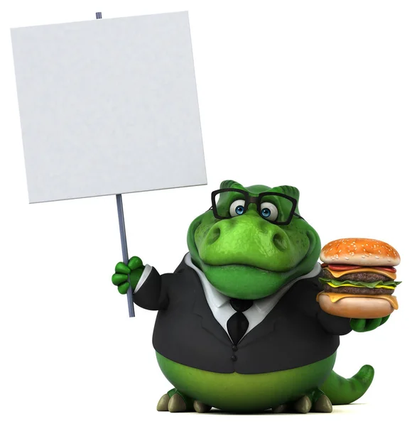 Fun Trex Con Hamburguesa Ilustración —  Fotos de Stock