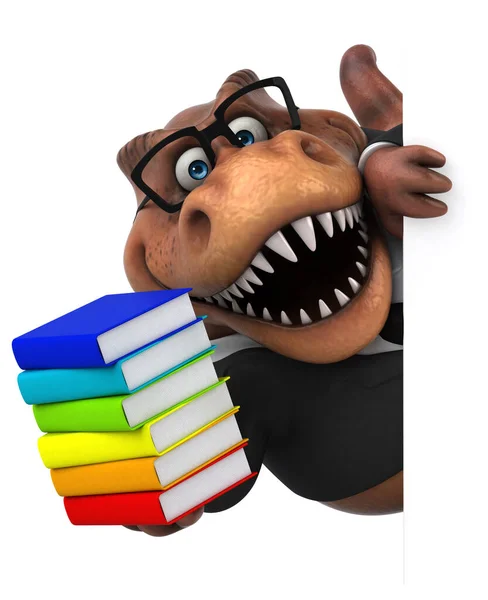 Fun Trex Con Libros Ilustración — Foto de Stock