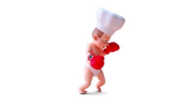 Анімація Мультиплікаційного Персонажа Дитячого Кухаря Боксу — стокове відео