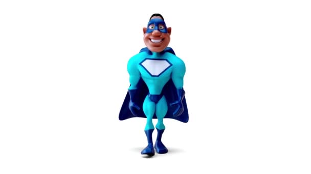 Divertente Personaggio Dei Cartoni Animati Supereroe Piedi Animazione — Video Stock