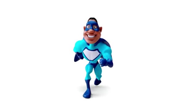 Divertido Personaje Dibujos Animados Superhéroe Corriendo Animación — Vídeos de Stock