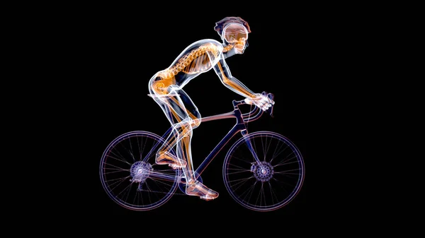 Ilustración Una Anatomía Ciclista Rayos Que Monta Con Arte Abstracto —  Fotos de Stock