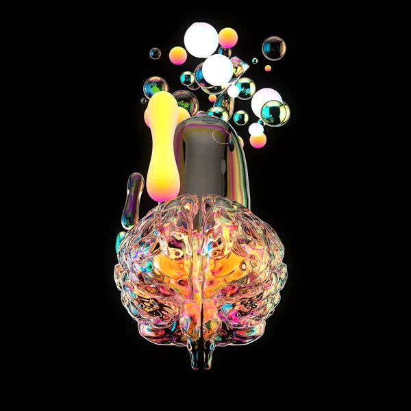 Creativo Cerebro Abstracto Explotando Con Arte Pintura — Foto de Stock