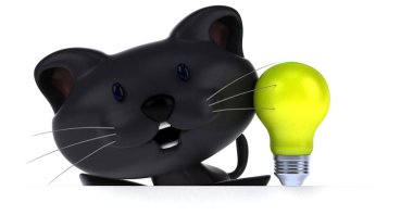 Lambalı eğlenceli kedi - 3D Görüntü