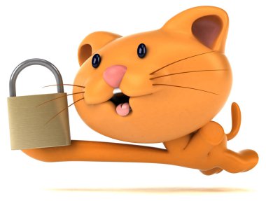 Kilitli eğlenceli kedi - 3D Görüntü