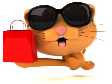 Çantalı eğlenceli kedi - 3D Görüntü