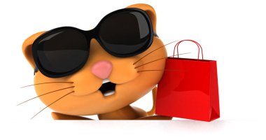 Çantalı eğlenceli kedi - 3D Görüntü