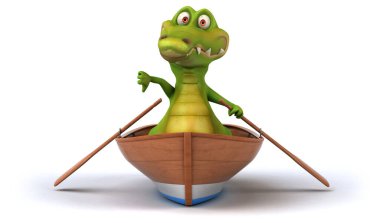 Teknede eğlenceli timsah 