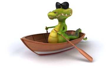 Teknede eğlenceli timsah 