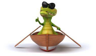 Teknede eğlenceli timsah 