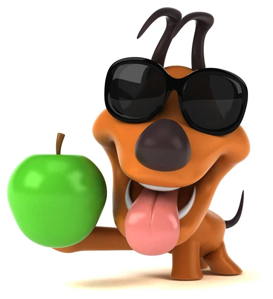 Веселая Собака Яблоком Иллюстрация — стоковое фото