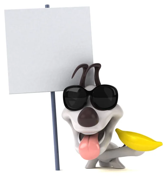 Cão Divertido Com Banana Ilustração — Fotografia de Stock