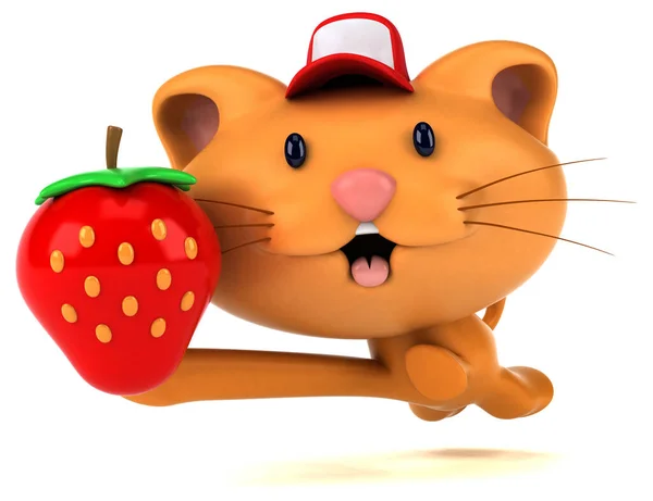 草莓乐趣猫 3D图解 — 图库照片