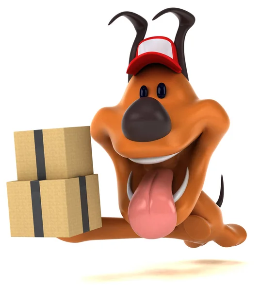 Fun Dog Mit Boxen Illustration — Stockfoto