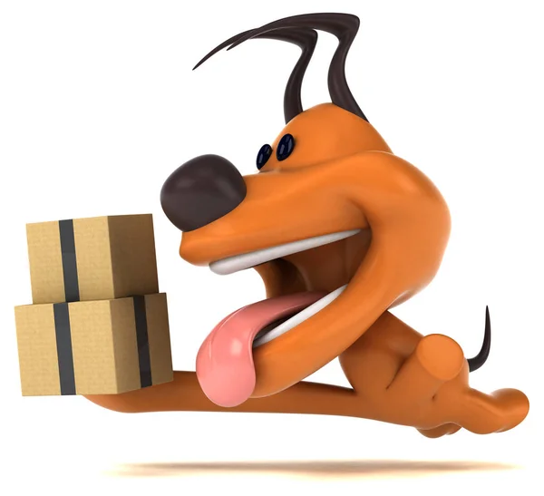 Fun Dog Mit Boxen Illustration — Stockfoto