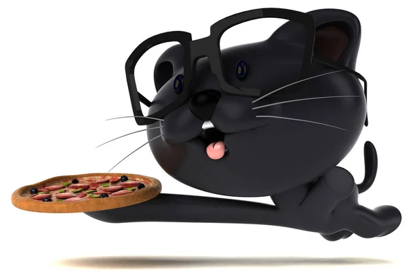 Zabawa Kot Pizzą Ilustracja — Zdjęcie stockowe
