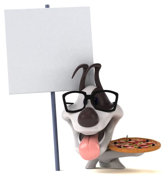 Cane Divertente Con Pizza Illustrazione — Foto Stock