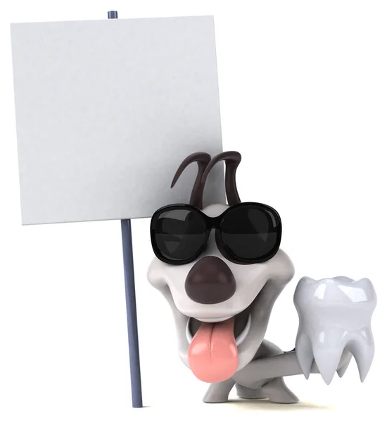 歯のある楽しい犬 3Dイラスト — ストック写真