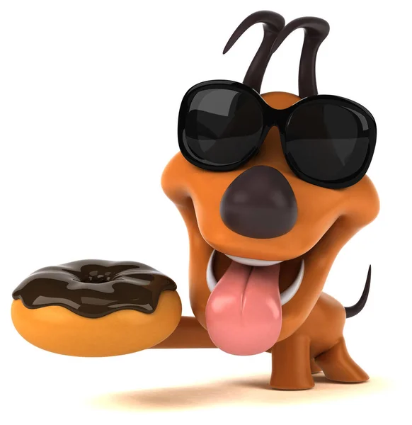 Cão Divertido Com Donut Ilustração — Fotografia de Stock