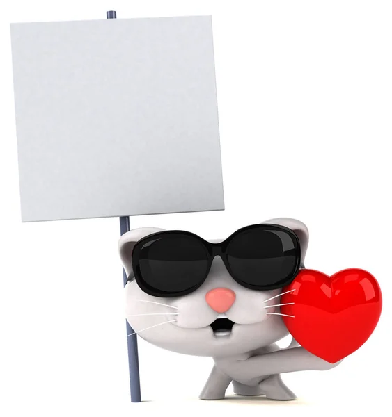 Gato Divertido Con Corazón Ilustración — Foto de Stock