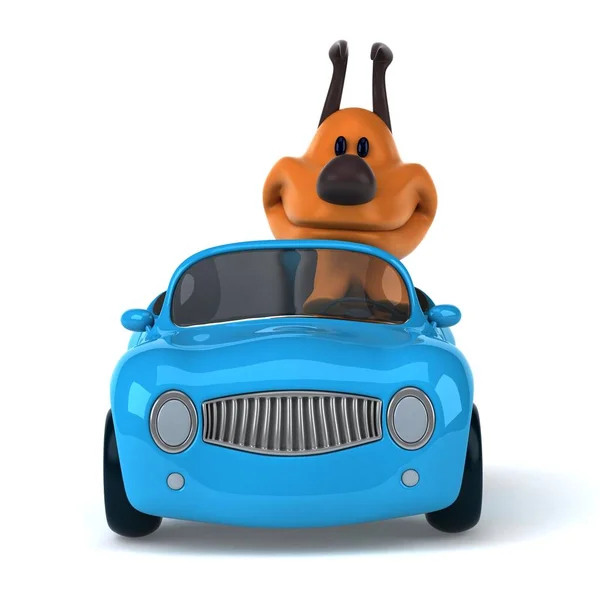 車の中で楽しい犬 3Dイラスト — ストック写真