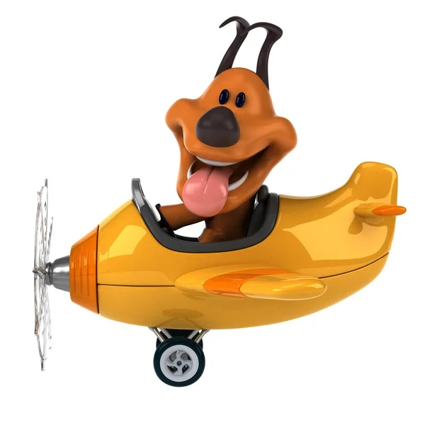 飞机上的玩具狗 3D图解 — 图库照片