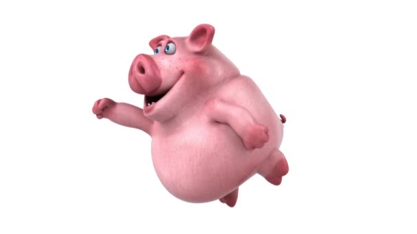 Zabawna Postać Kreskówki Świnia Latająca Animacja — Wideo stockowe