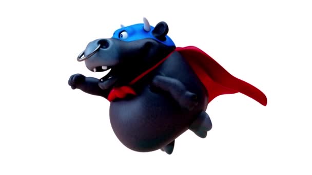 Divertido Personaje Dibujos Animados Superhéroe Vaca Animación — Vídeos de Stock
