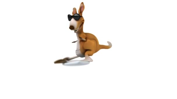 Funny Cartoon Character Kangaroo Surfing Animation — Wideo stockowe