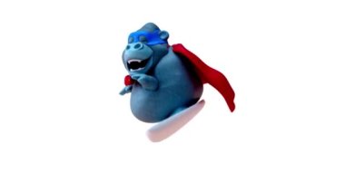 Eğlenceli goril süper kahraman sörfü - 3 boyutlu animasyon 