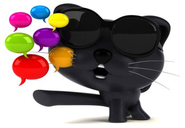 Kabarcıklı eğlenceli kedi - 3D Görüntü