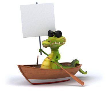 Tekne içinde eğlenceli timsah 